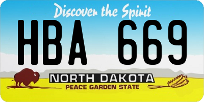 ND license plate HBA669