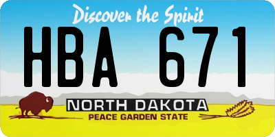 ND license plate HBA671