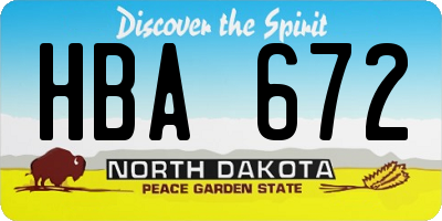 ND license plate HBA672