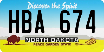 ND license plate HBA674