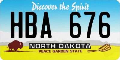 ND license plate HBA676