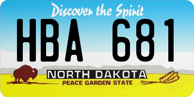 ND license plate HBA681