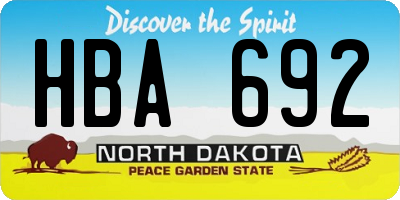 ND license plate HBA692