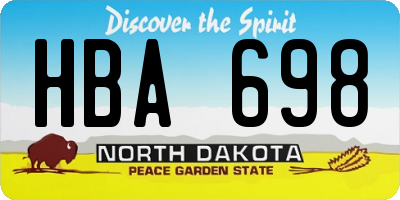 ND license plate HBA698