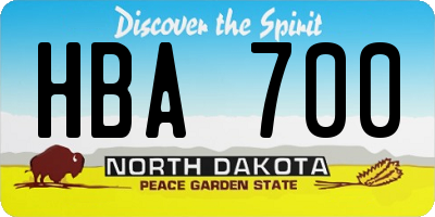 ND license plate HBA700
