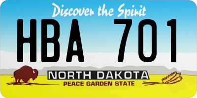 ND license plate HBA701