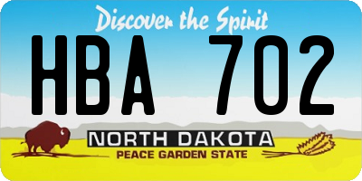 ND license plate HBA702