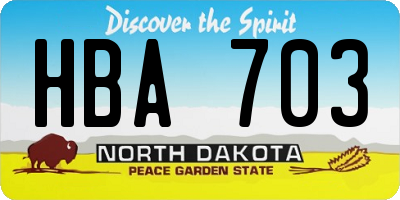 ND license plate HBA703