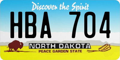ND license plate HBA704