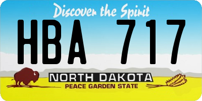 ND license plate HBA717