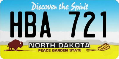 ND license plate HBA721