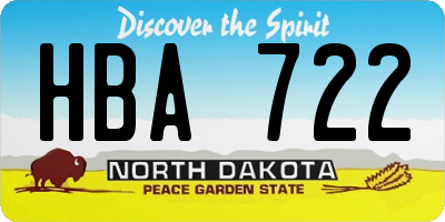 ND license plate HBA722