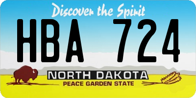 ND license plate HBA724