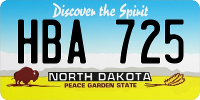 ND license plate HBA725