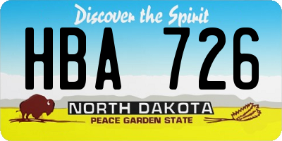 ND license plate HBA726