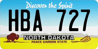 ND license plate HBA727