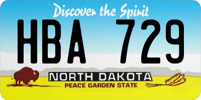 ND license plate HBA729