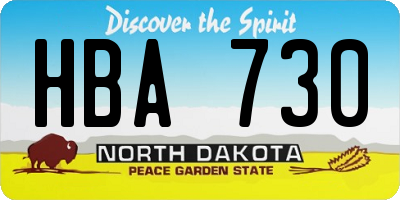 ND license plate HBA730