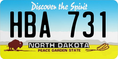 ND license plate HBA731
