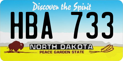 ND license plate HBA733