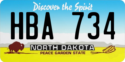 ND license plate HBA734