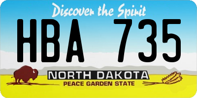 ND license plate HBA735