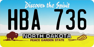 ND license plate HBA736