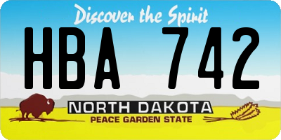 ND license plate HBA742