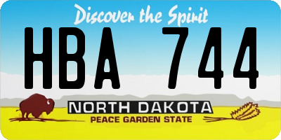 ND license plate HBA744