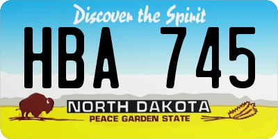 ND license plate HBA745