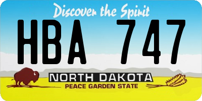 ND license plate HBA747