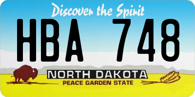 ND license plate HBA748