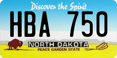 ND license plate HBA750
