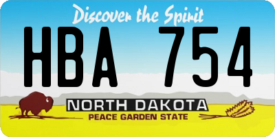 ND license plate HBA754