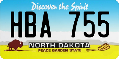 ND license plate HBA755