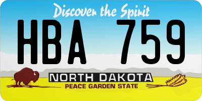 ND license plate HBA759