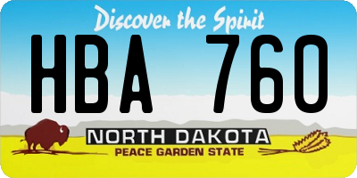 ND license plate HBA760