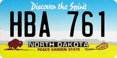 ND license plate HBA761