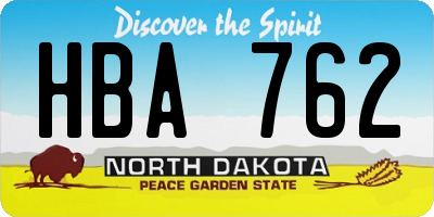 ND license plate HBA762