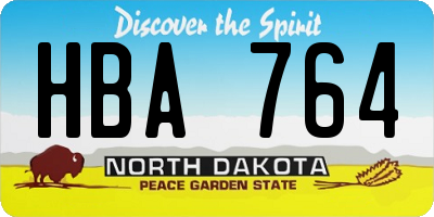 ND license plate HBA764