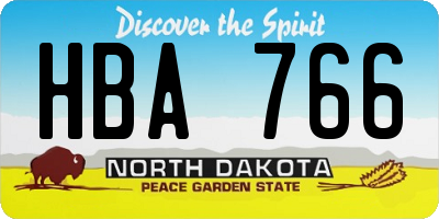 ND license plate HBA766