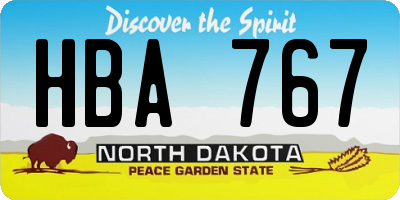 ND license plate HBA767