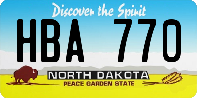 ND license plate HBA770