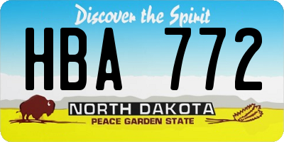 ND license plate HBA772