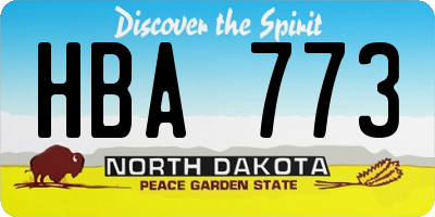 ND license plate HBA773