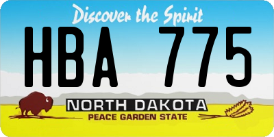 ND license plate HBA775