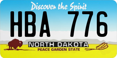 ND license plate HBA776