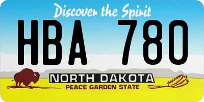 ND license plate HBA780