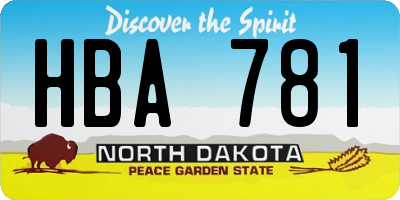 ND license plate HBA781