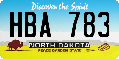 ND license plate HBA783